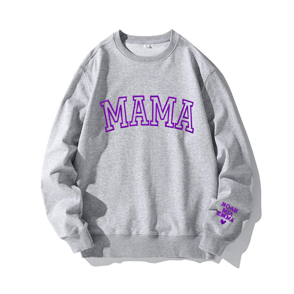Personalized Mama Sweatshirt with Kid Names on Sleeve for Unique & Love | JNSCloth19