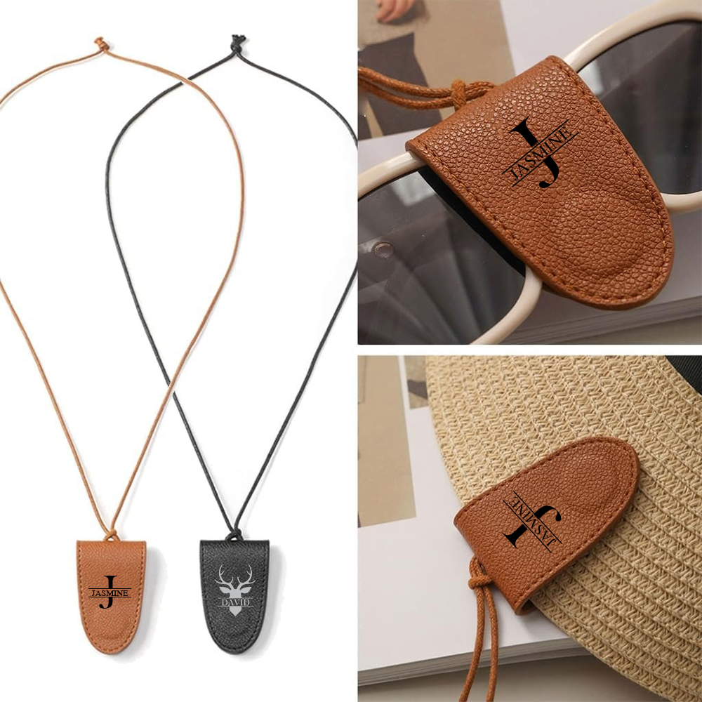Personalized Name Leather Magnetic Portable Glasses Holder with Strap for Unique & Love | JNSDec162