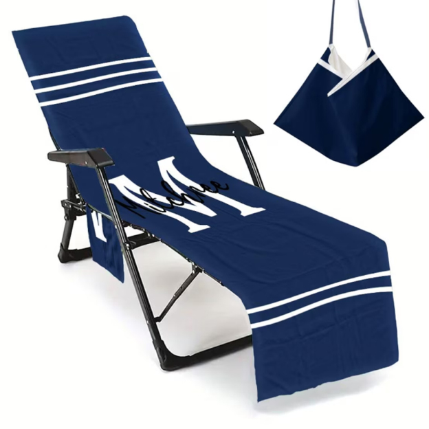 Personalized Name Beach Chair Cover Towel with Side Pockets for Unique & Love | JNSTowel08