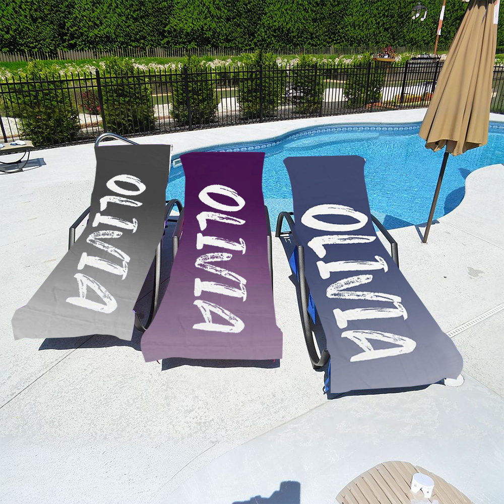 Personalized Name Beach Chair Cover Towel with Side Pockets for Unique & Love | JNSTowel09