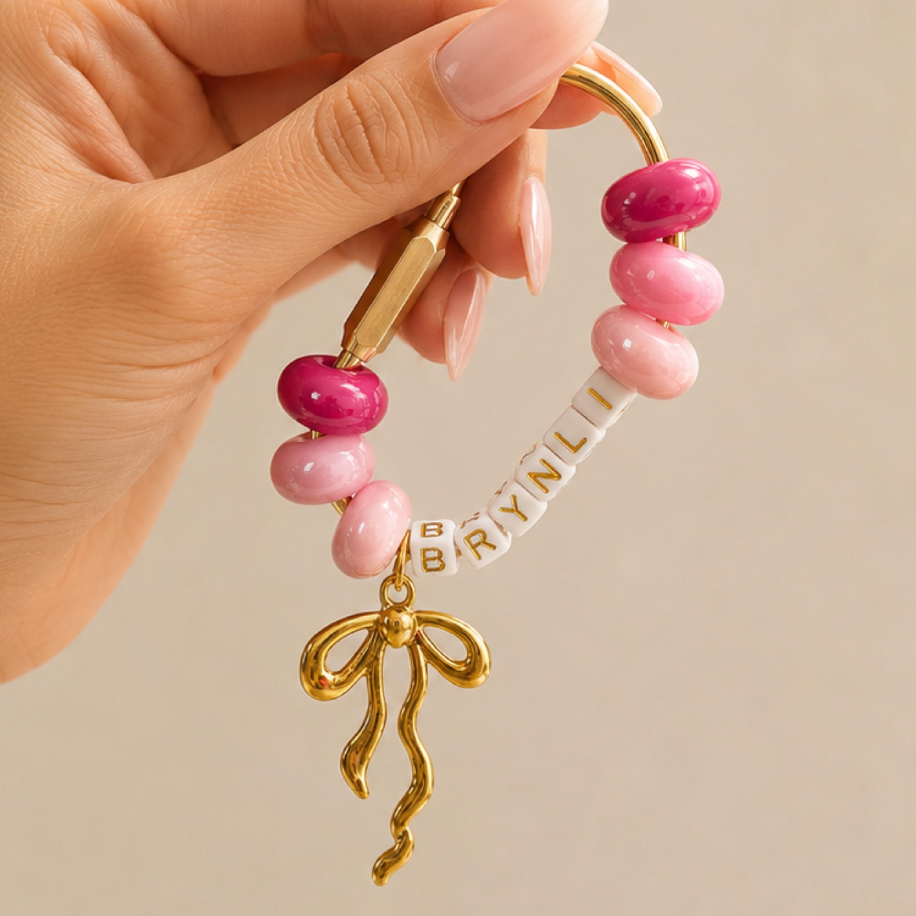 Personalized Name Letter Bead Keychain Bag Charms for Unique and Love | JNSDec225