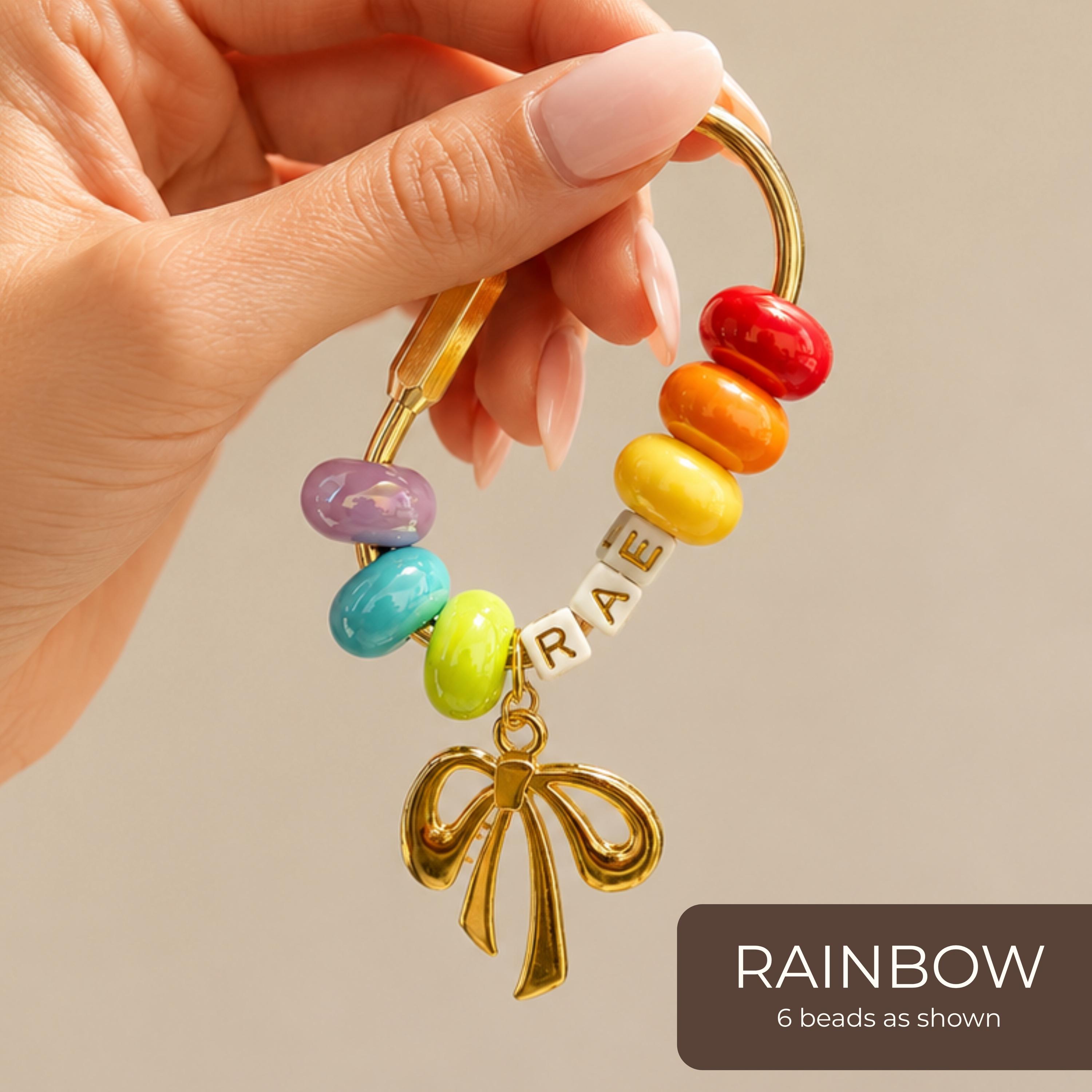 Personalized Name Letter Bead Keychain Bag Charms for Unique and Love | JNSDec225