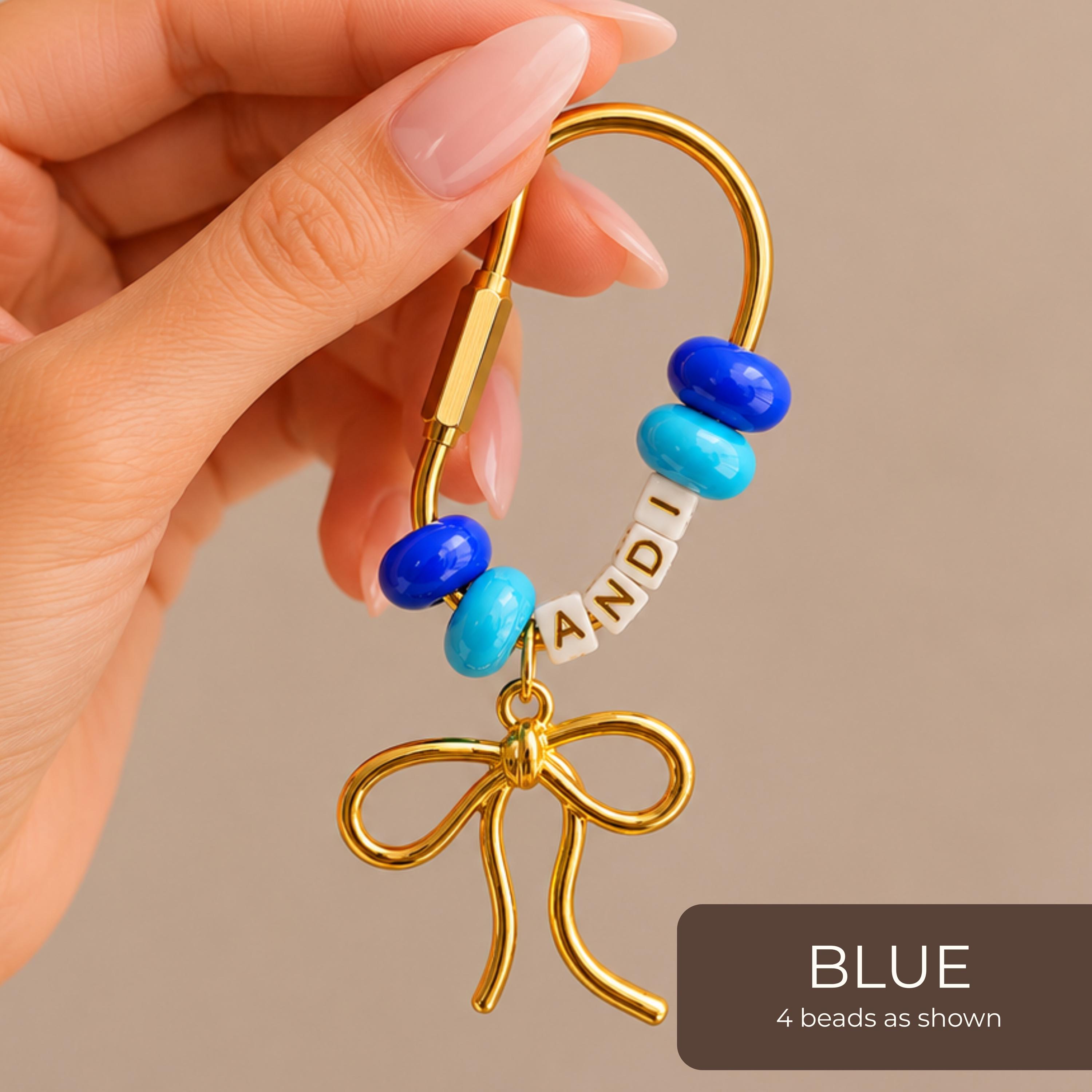 Personalized Name Letter Bead Keychain Bag Charms for Unique and Love | JNSDec225