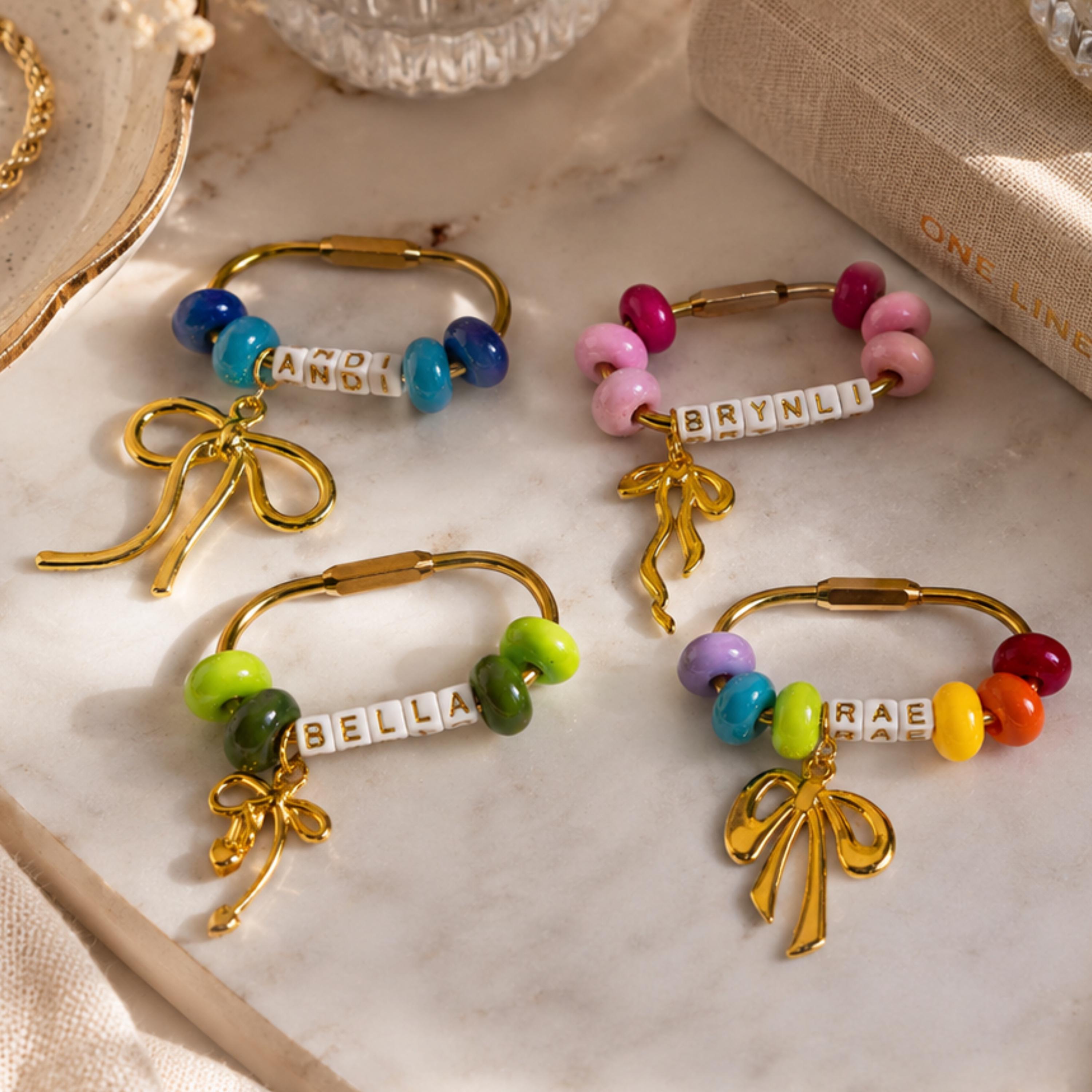 Personalized Name Letter Bead Keychain Bag Charms for Unique and Love | JNSDec225
