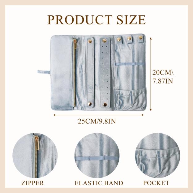 Personalized Monogrammed Velvet Travel Jewelry Rolls | JNSBag77