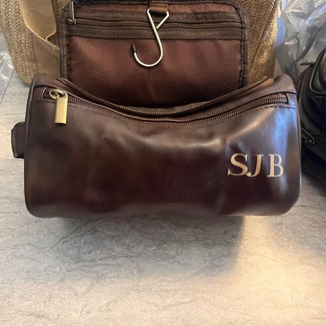 Personalized Leather Monogram Engraved Wash Bag for Unique & Love | JNSBag05