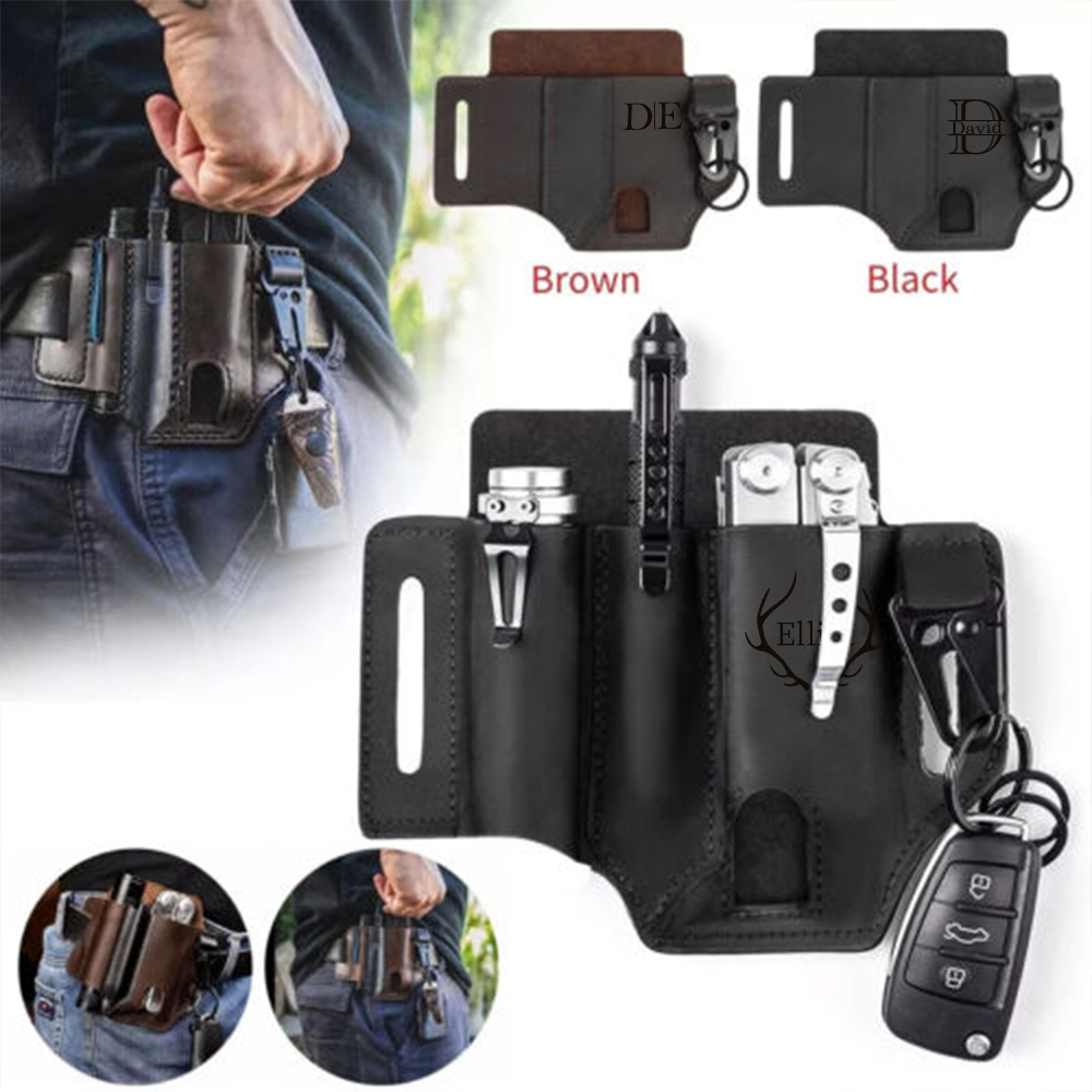 Personalized Name Engraved Multifunction Genuine Leather Belt Buckle Holder | JNSBag58