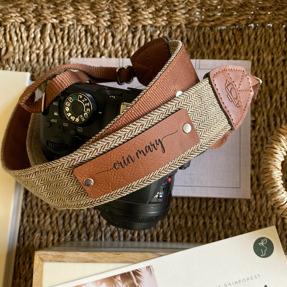 Personalized Handmade Leather Patch Camera Strap | GC007