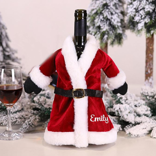 Personalized Embroidered Christmas Red Wine Bottle Sleeve Cover for Decoration | JNSDec105