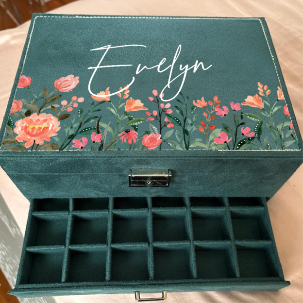 Personalized Name Velvet Jewelry Box with Drawer | JNSCase02