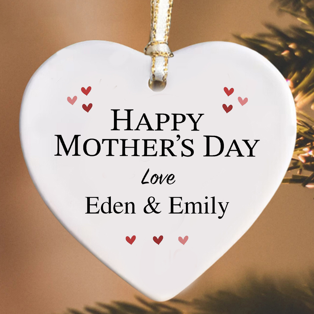 Personalised Mother's Day Ceramic Heart Ornament for Unique & Love | JNSDec125