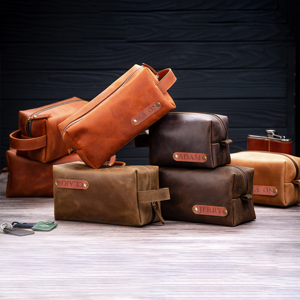 Personalized Men's Toiletry Leather Bag for Unique & Love | JNSBag38