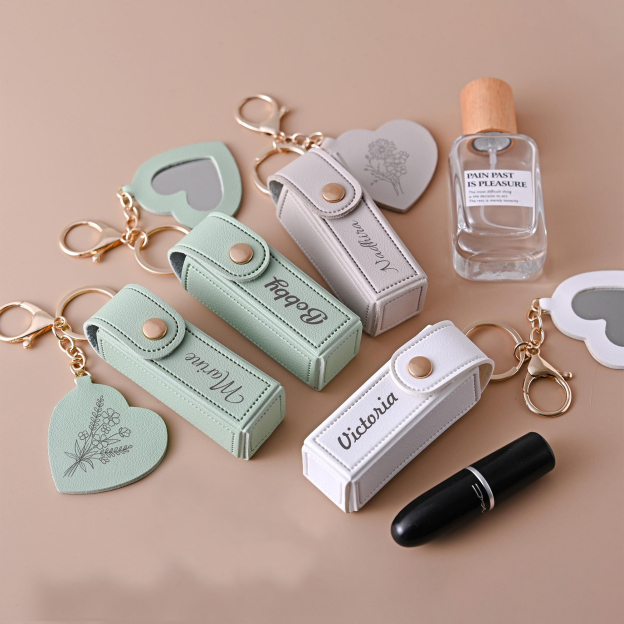Personalized Lipstick Bag Keychain with Mirror for Unique & Love | JNSBag101