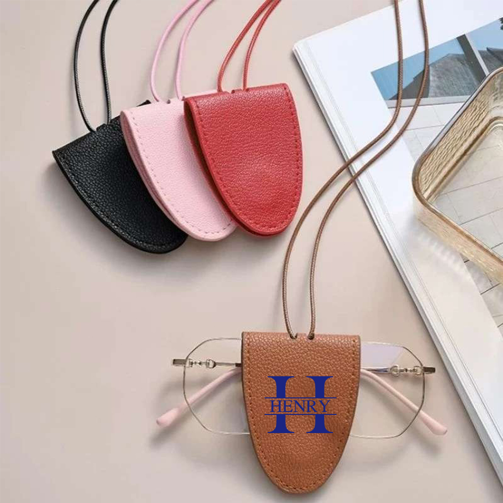 Personalized Name Leather Magnetic Portable Glasses Holder with Strap for Unique & Love | JNSDec162