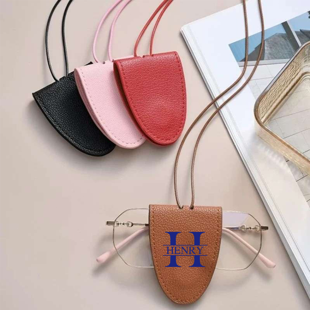 Personalized Name Leather Magnetic Portable Glasses Holder with Strap for Unique & Love | JNSDec162