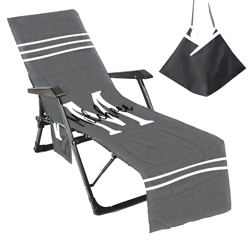 Personalized Name Beach Chair Cover Towel with Side Pockets for Unique & Love | JNSTowel08