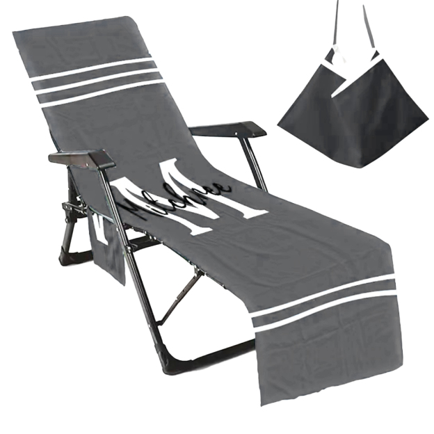 Personalized Name Beach Chair Cover Towel with Side Pockets for Unique & Love | JNSTowel08