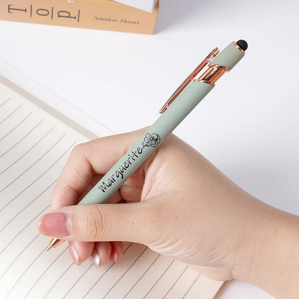 Personalized Morandi Color Birth Flower Retractable Ballpoint Pen for Unique & Love | JNSTool18