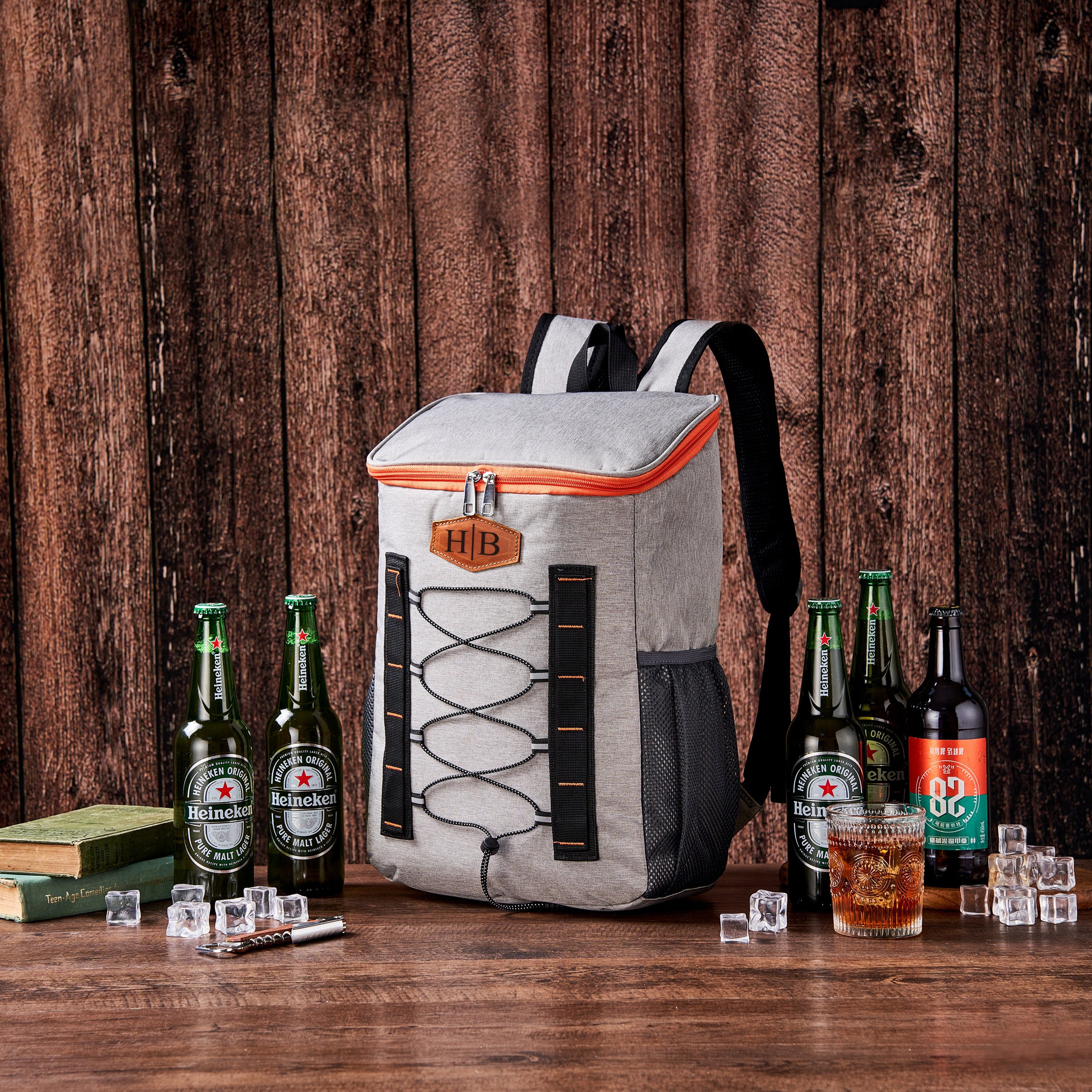 Personalized Leather Patch Cooler Backpack | JNSBag50