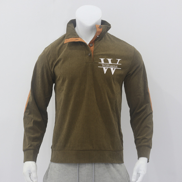 Personalized Monogram Embroidered Corduroy Men Sweatshirt | JNSCloth39