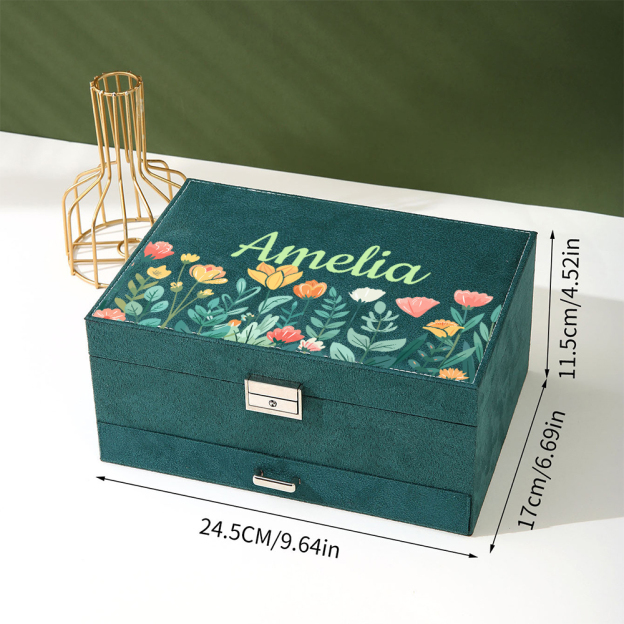 Personalized Name Velvet Jewelry Box with Drawer | JNSCase02