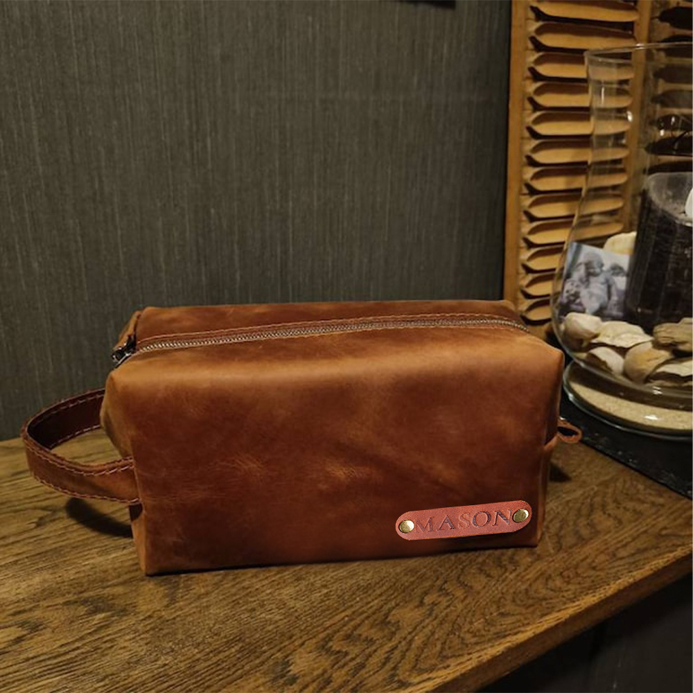 Personalized Men's Toiletry Leather Bag for Unique & Love | JNSBag38