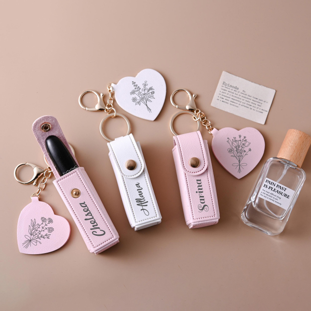 Personalized Lipstick Bag Keychain with Mirror for Unique & Love | JNSBag101