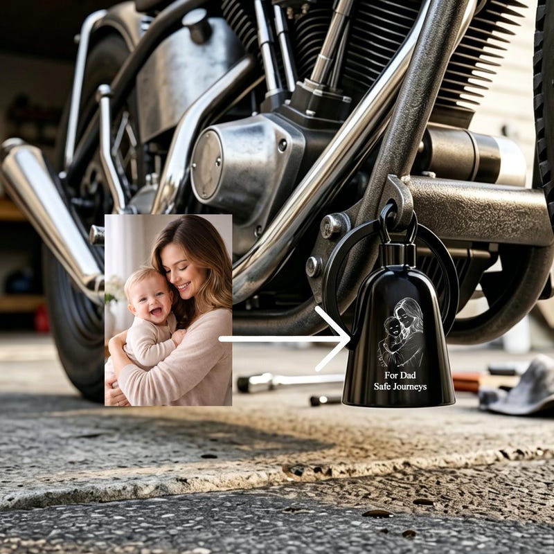 Personalized Photo Engraved Motorcycle Guardian Bell for Unique and Love | JNSDec222