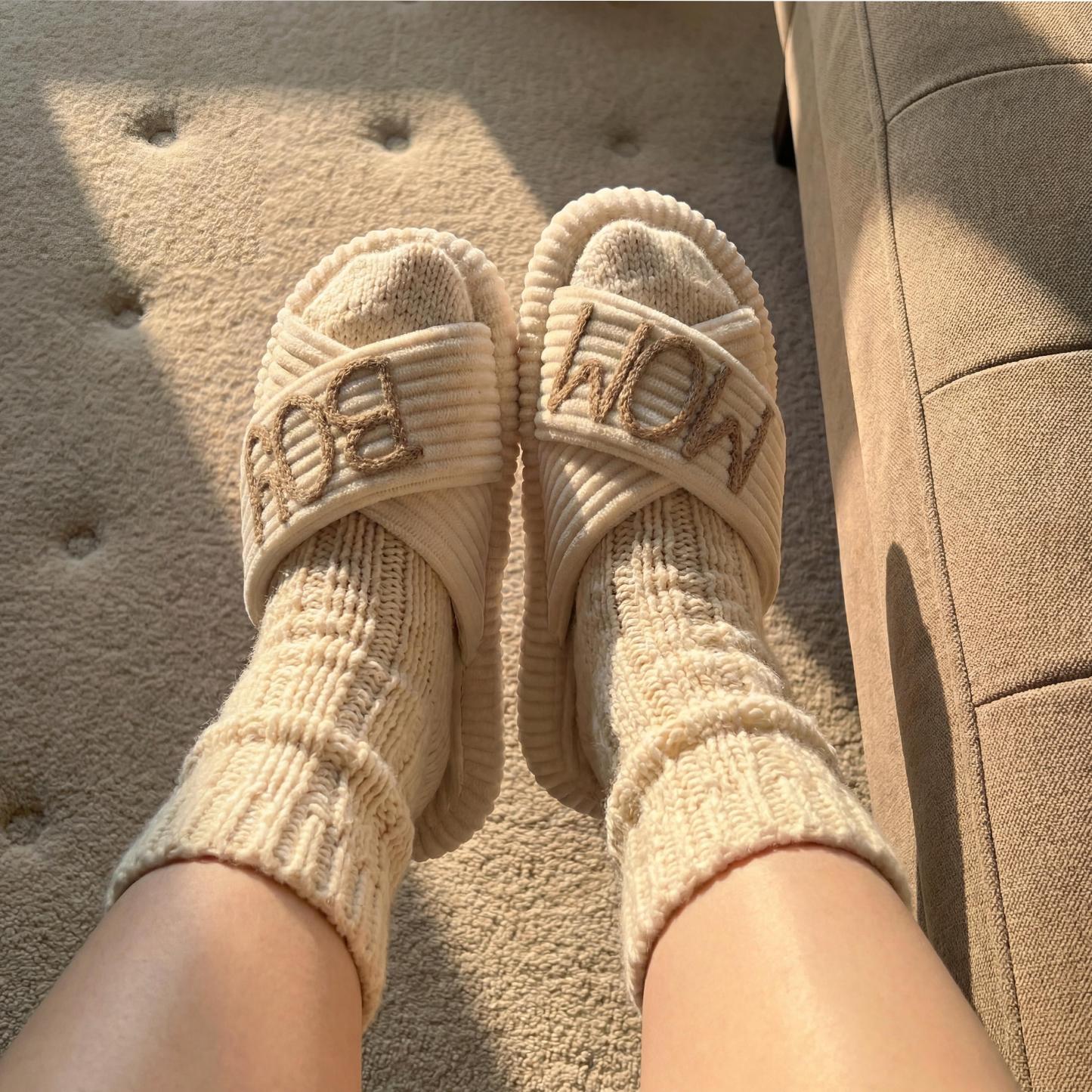 Personalized Name Hand Embroidered Corduroy Indoor Slipper for Unique & Love | JNSDec214