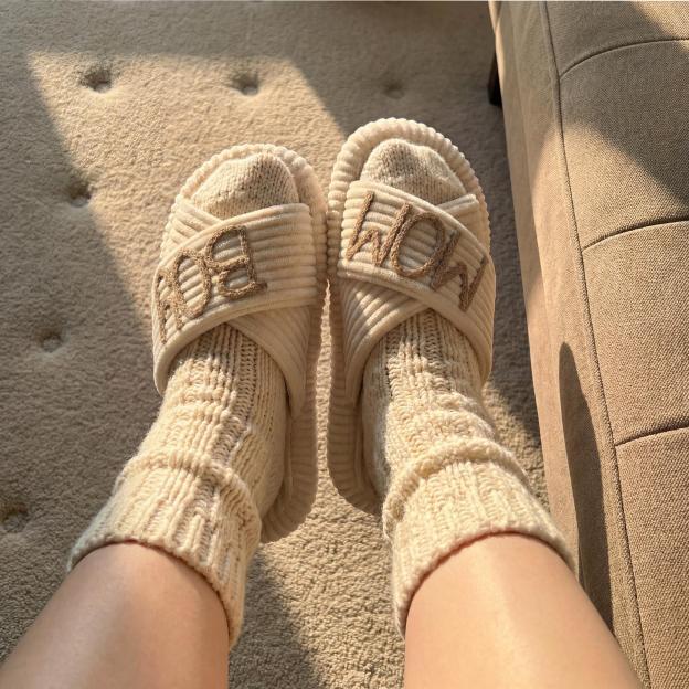 Personalized Name Hand Embroidered Corduroy Indoor Slipper for Unique & Love | JNSDec214