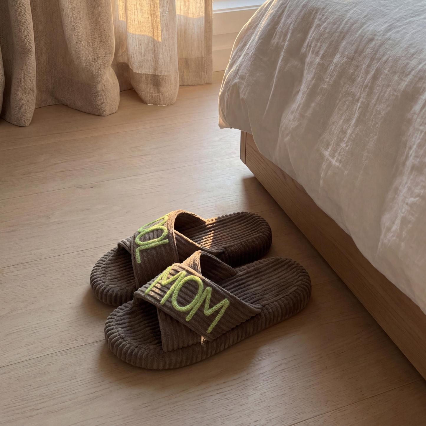 Personalized Name Hand Embroidered Corduroy Indoor Slipper for Unique & Love | JNSDec214