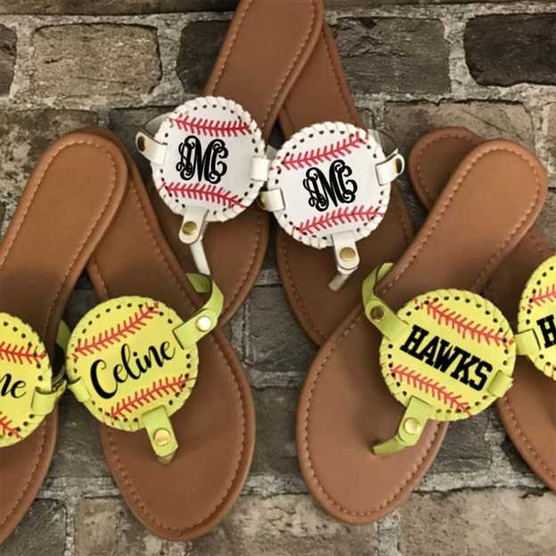 Personalized Monogram Baseball Football Softball Non-slip Flip Flops | JNSBeach03