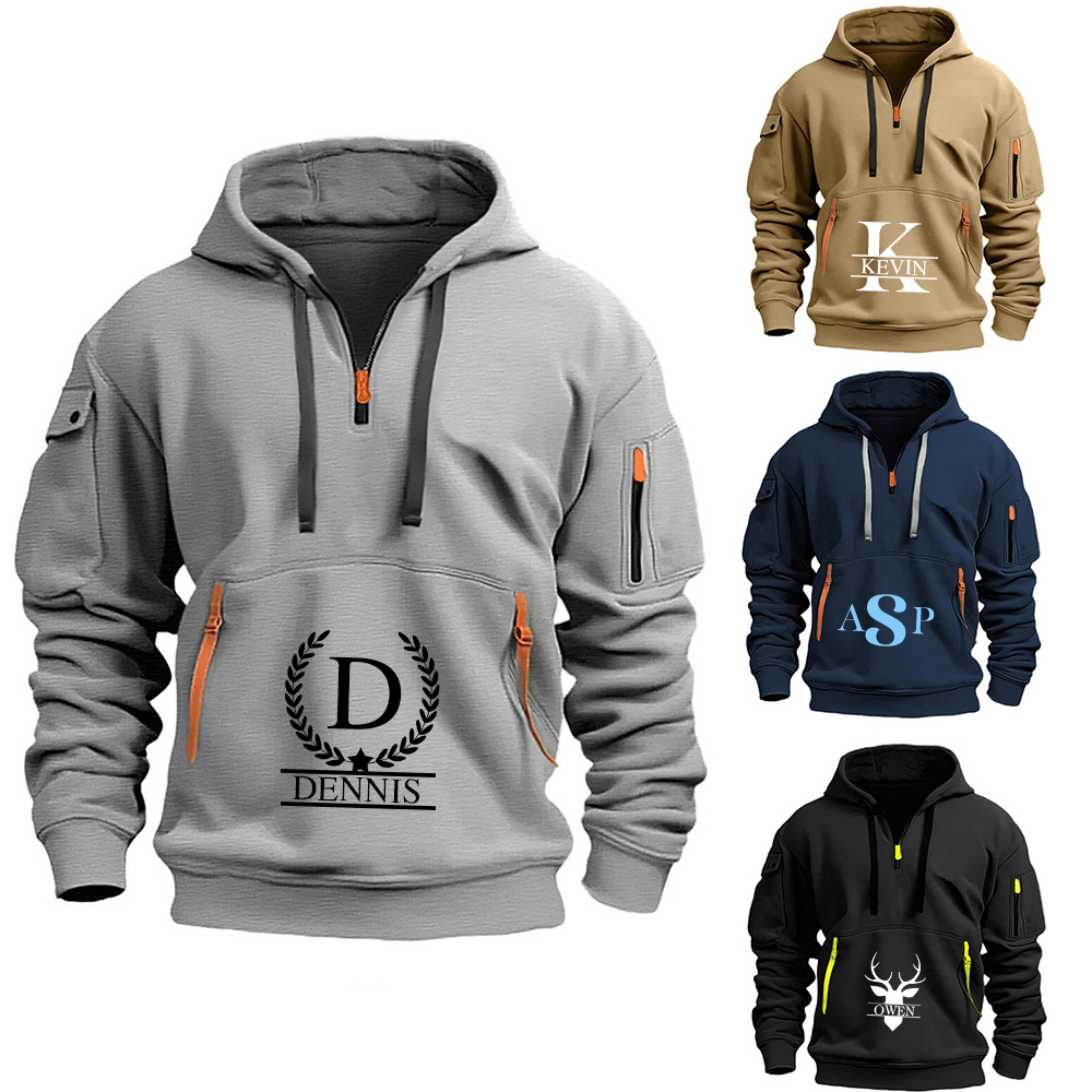 Personalized Monogram Zip Pullover Hoodies for Men | JNSCloth38