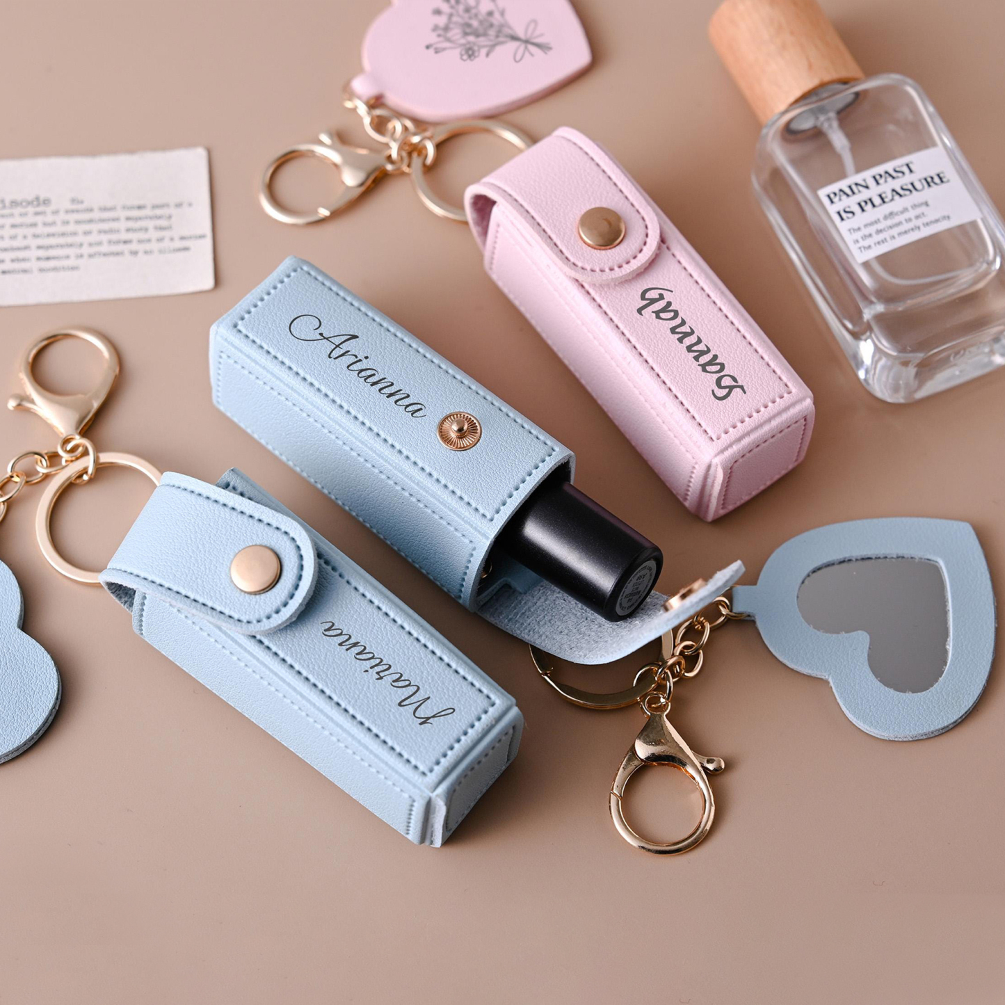 Personalized Lipstick Bag Keychain with Mirror for Unique & Love | JNSBag101