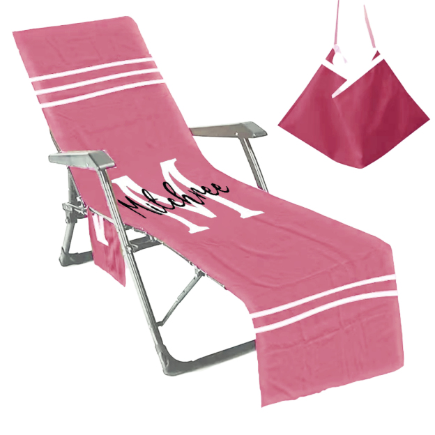 Personalized Name Beach Chair Cover Towel with Side Pockets for Unique & Love | JNSTowel08