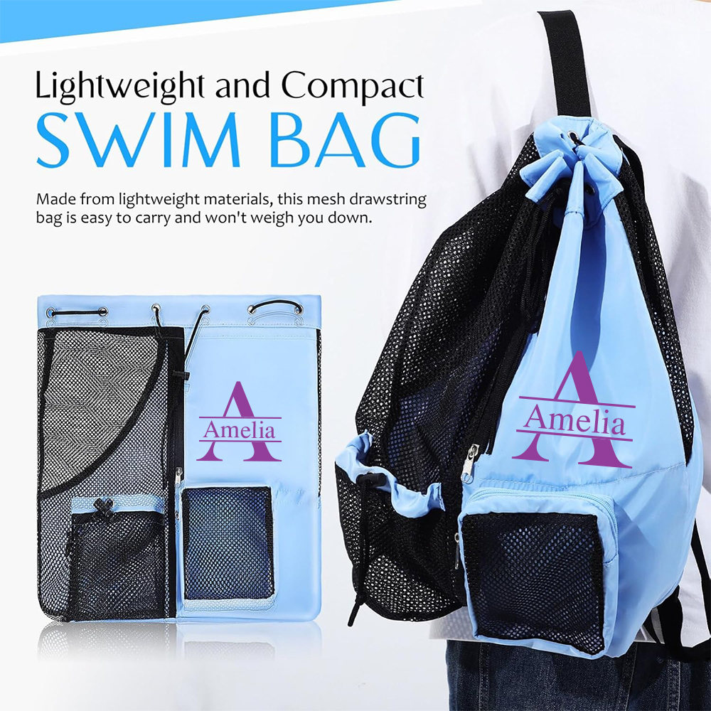 Personalized Monogram Mesh Swim Backpack with Wet Pocket for Unique & Love | JNSBag105