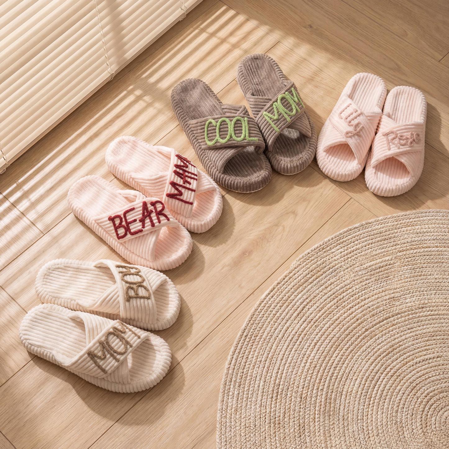 Personalized Name Hand Embroidered Corduroy Indoor Slipper for Unique & Love | JNSDec214