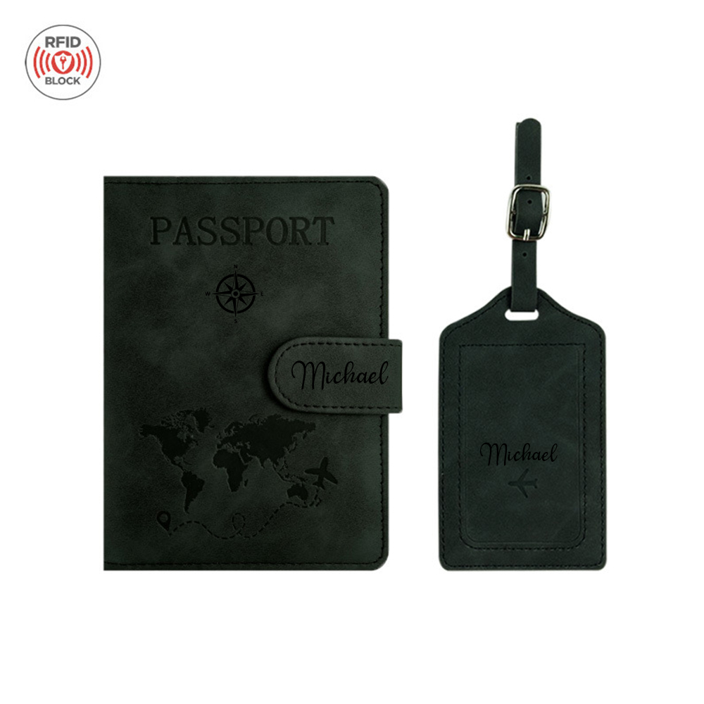 Personalized Monogram Leather Magnetic Passport Cover with RFID Blocking | JNSCase14