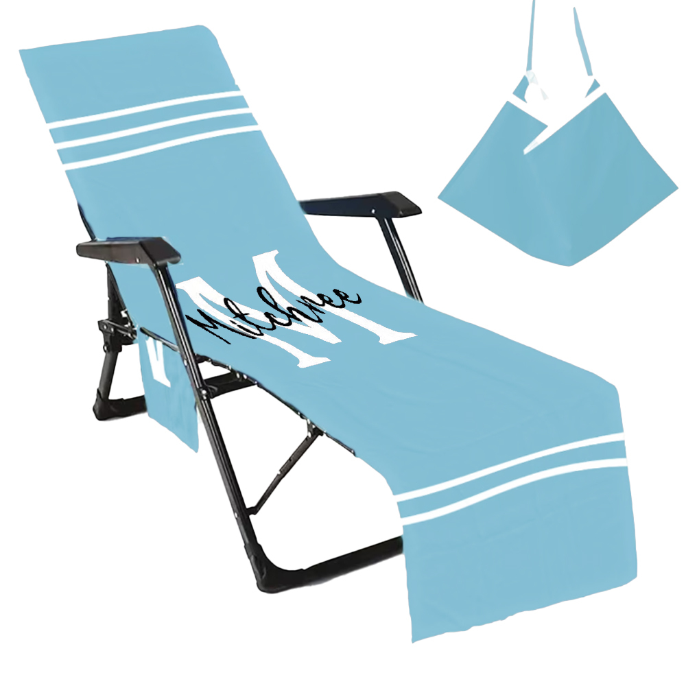 Personalized Name Beach Chair Cover Towel with Side Pockets for Unique & Love | JNSTowel08