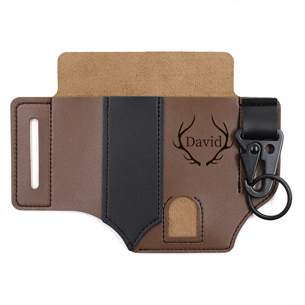 Personalized Name Engraved Multifunction Genuine Leather Belt Buckle Holder | JNSBag58
