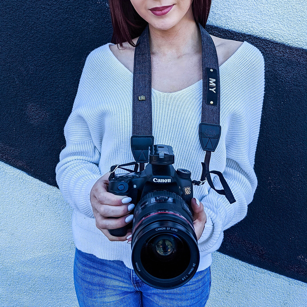 Personalized Handmade Leather Patch Camera Strap | GC007
