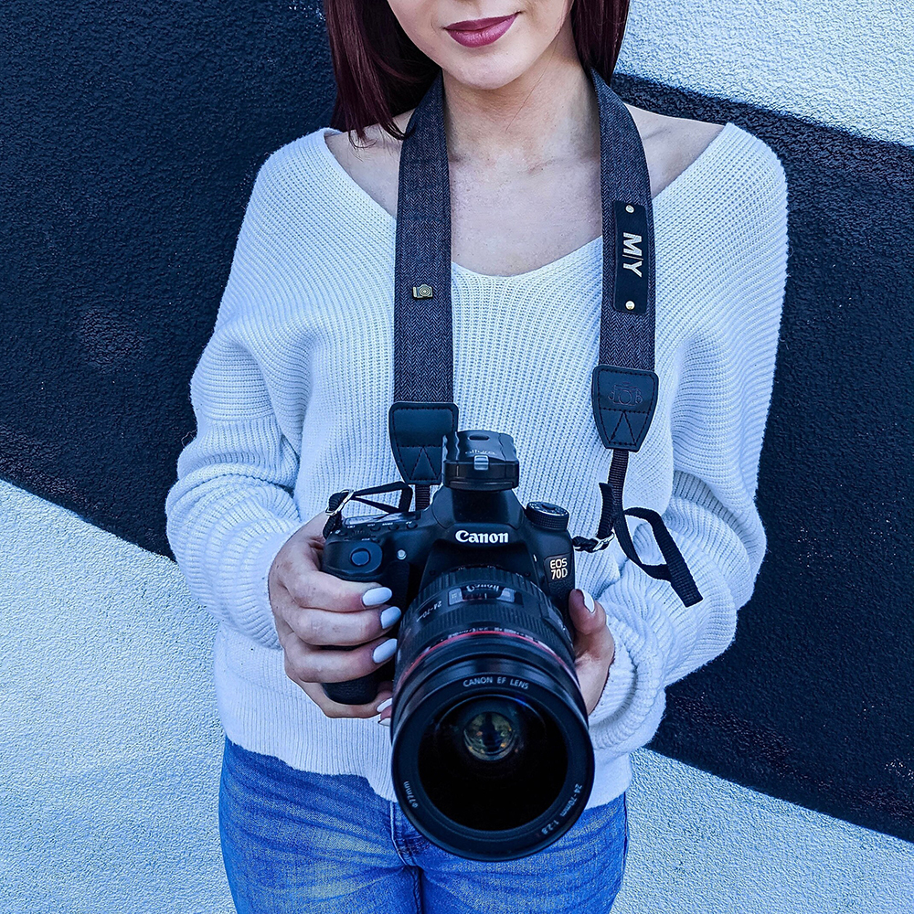 Personalized Handmade Leather Patch Camera Strap | GC007