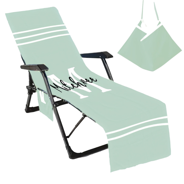 Personalized Name Beach Chair Cover Towel with Side Pockets for Unique & Love | JNSTowel08