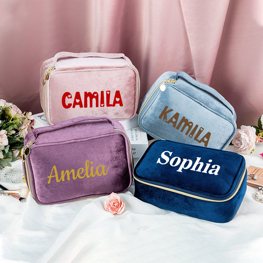 Personalized Name Velvet Makeup Bag | JNSBag68