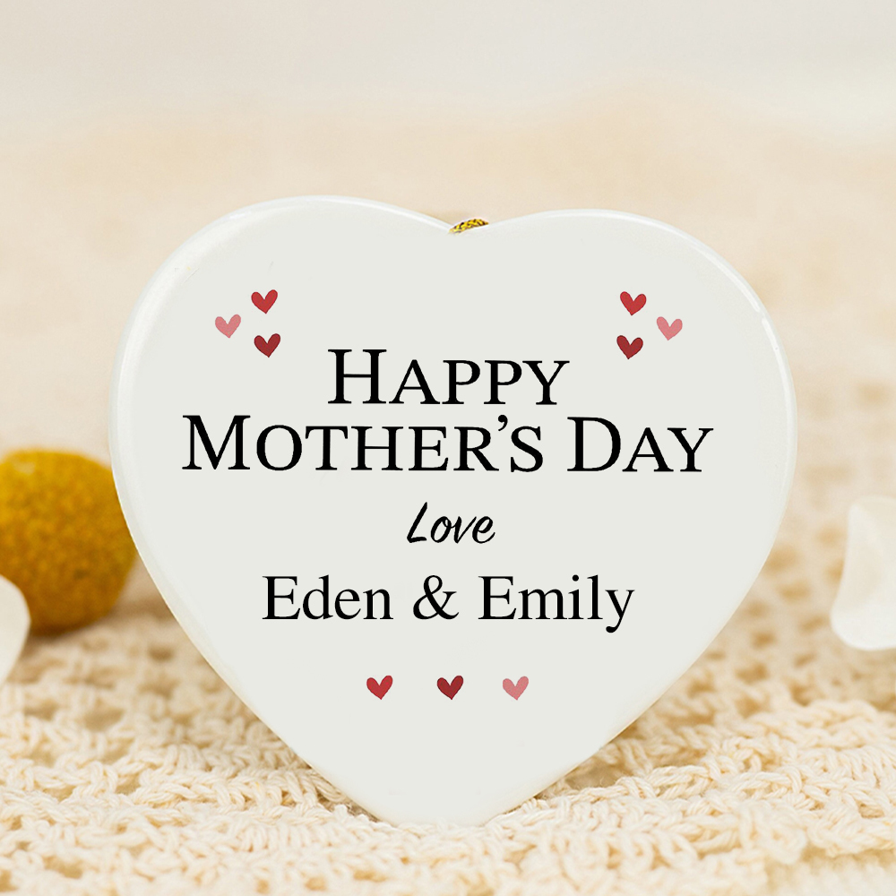 Personalised Mother's Day Ceramic Heart Ornament for Unique & Love | JNSDec125