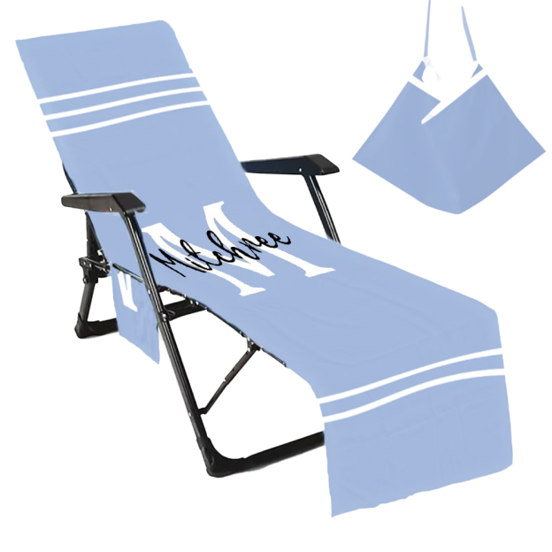 Personalized Name Beach Chair Cover Towel with Side Pockets for Unique & Love | JNSTowel08