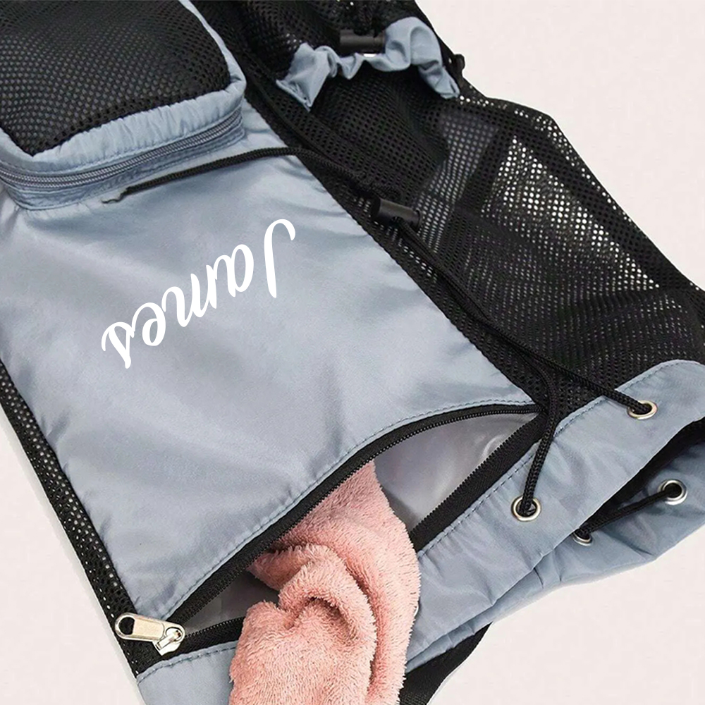 Personalized Monogram Mesh Swim Backpack with Wet Pocket for Unique & Love | JNSBag105