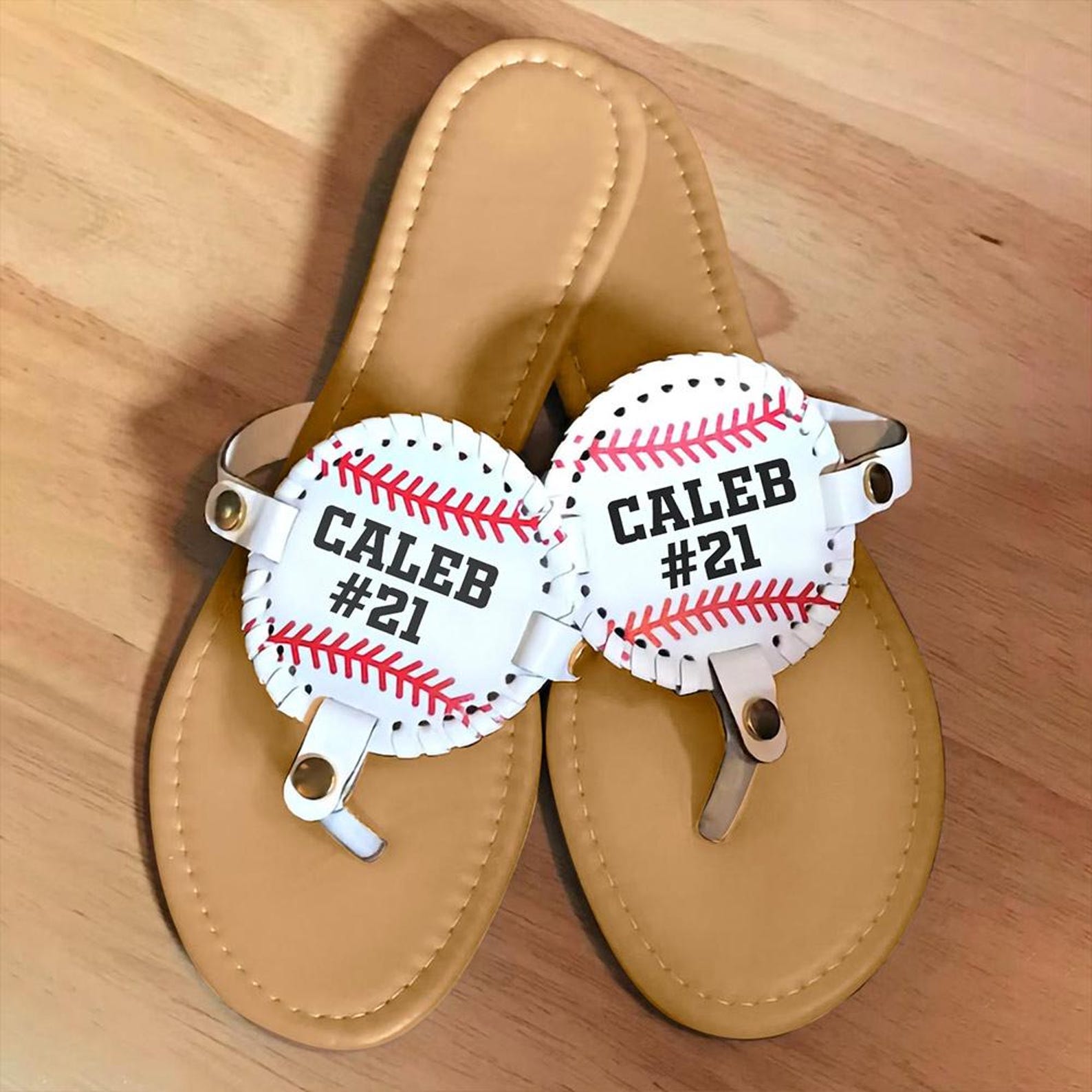 Personalized Monogram Baseball Football Softball Non-slip Flip Flops | JNSBeach03