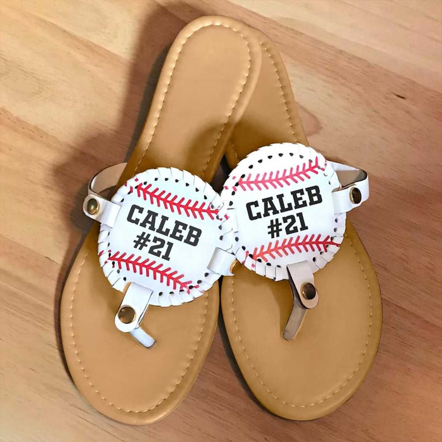 Personalized Monogram Baseball Football Softball Non-slip Flip Flops | JNSBeach03
