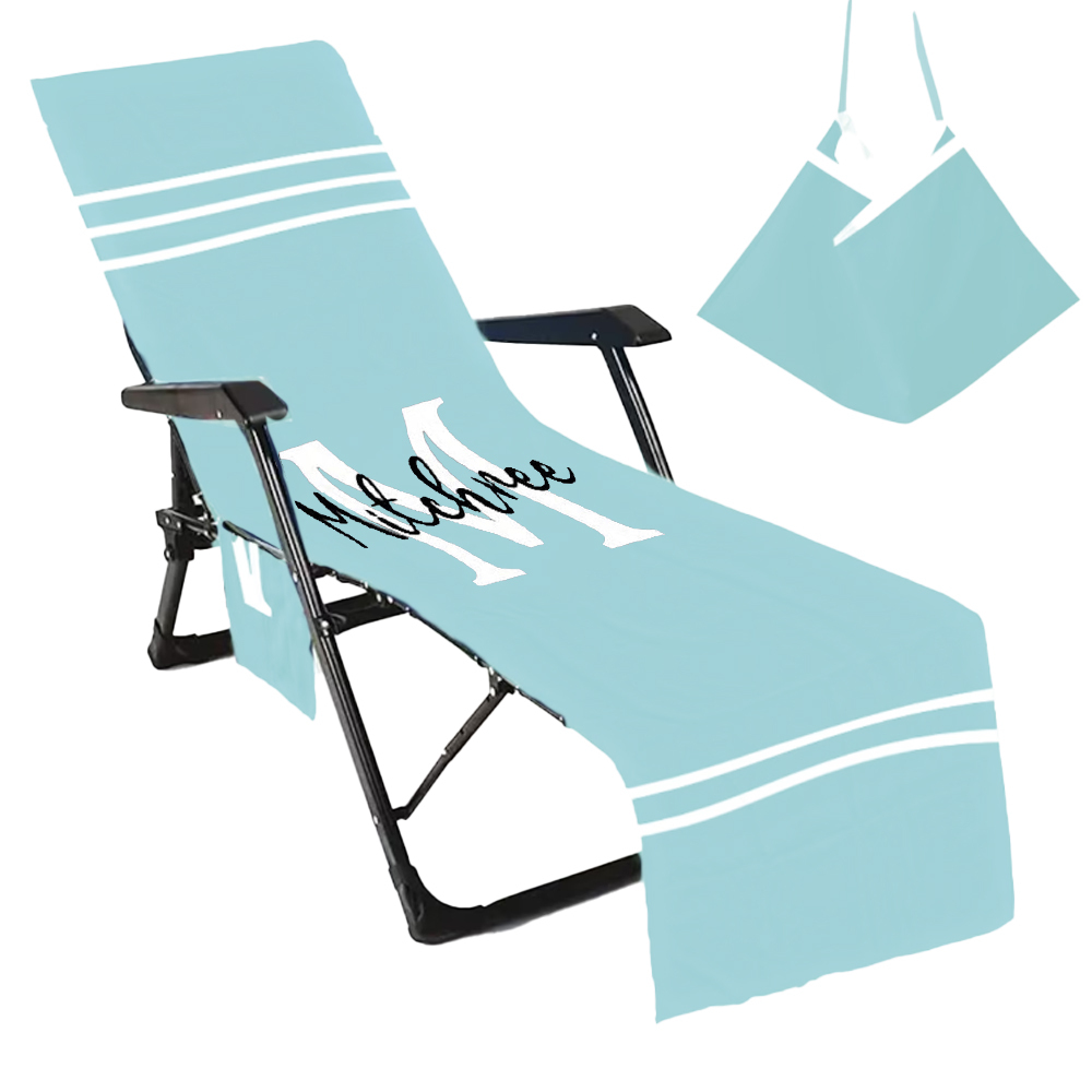 Personalized Name Beach Chair Cover Towel with Side Pockets for Unique & Love | JNSTowel08